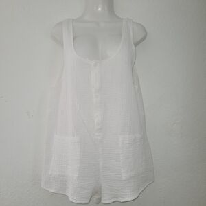 Xhilaration Juniors' Cover Up Romper Cream Size Small Front Pockets And …